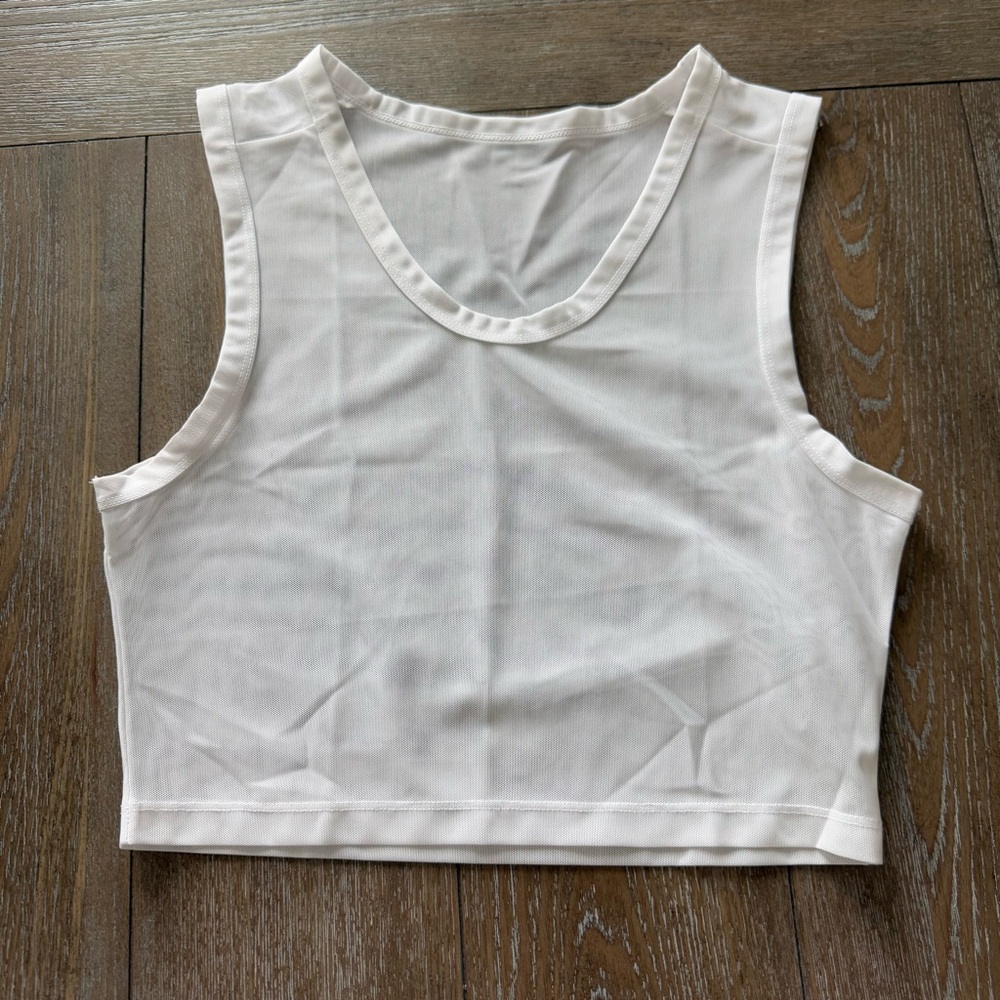 BuffBunny White Mesh Crop Top